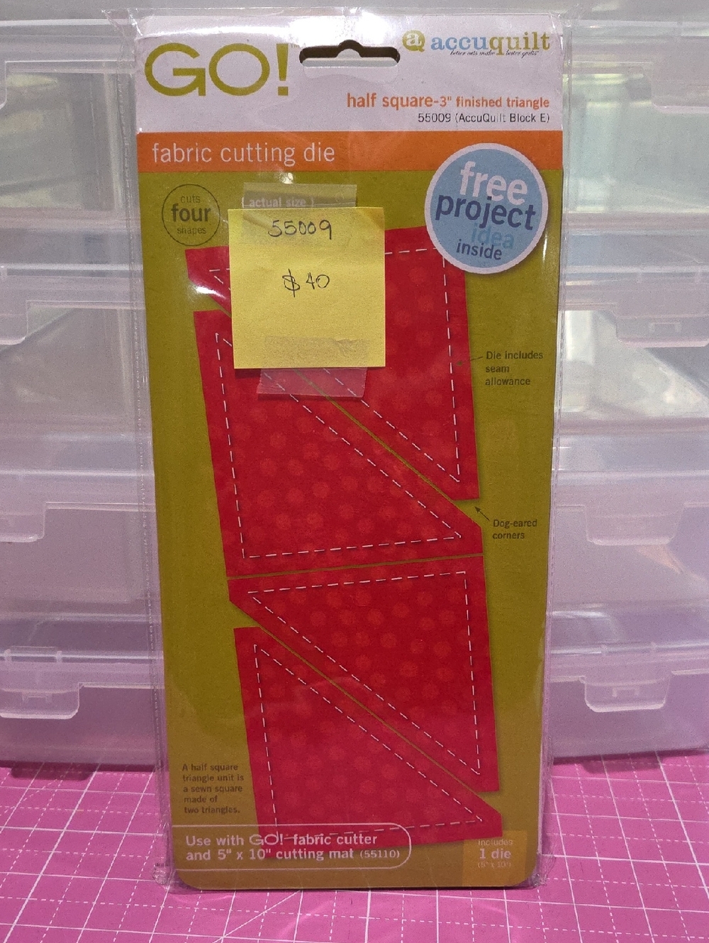 GO! Half Square 3" Triangle Fabric Cutting Die #55009